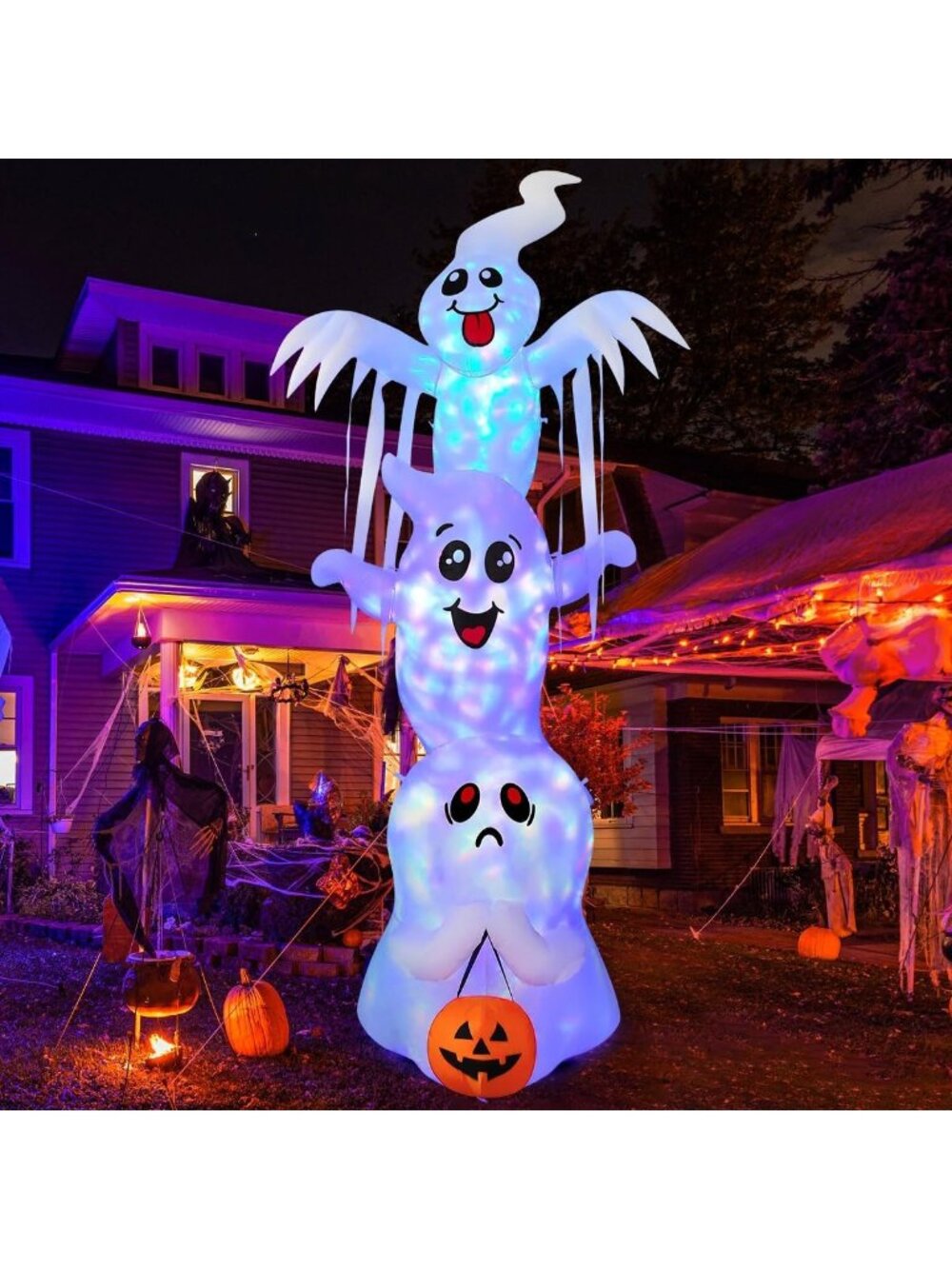 🎃9.8 FT High Halloween Inflatable Ghosts Outdoor Decorations Blow Up Yard